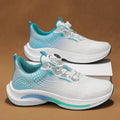 Men's low-top mesh sneaker with rotating buckle closure in black and blue colourway