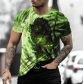 Man wearing a retro style 3D animal print short-sleeved t-shirt