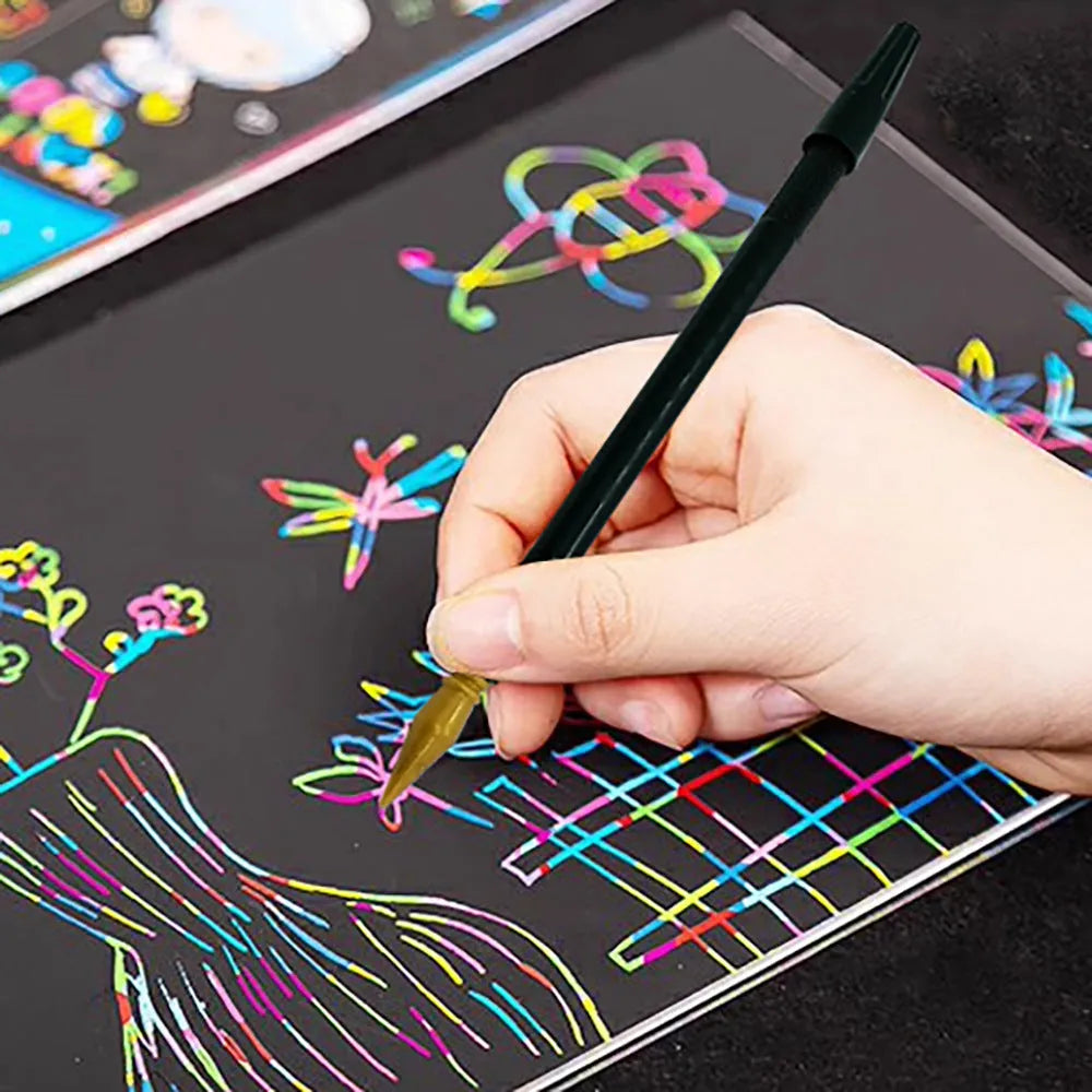 Polystyrene PS plastic scratch pen tool for children's scratch art projects