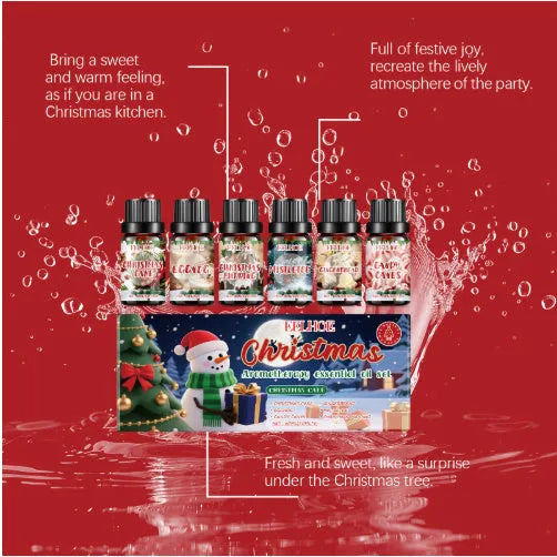 Six bottles of Christmas Warm Home aromatherapy oil for diffusers, 60ml each