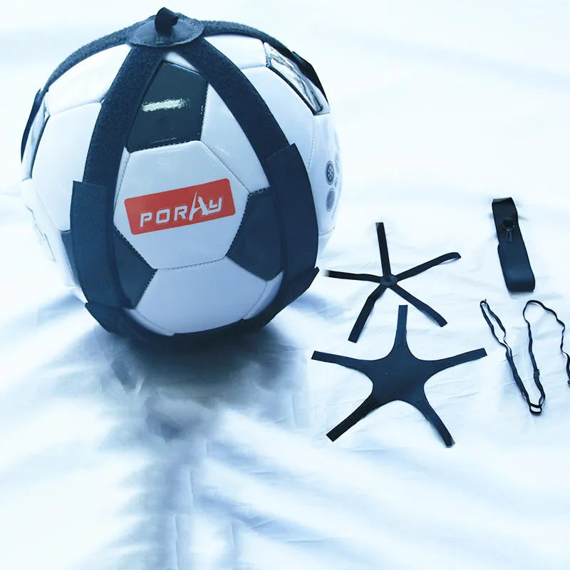 Black football juggling belt with 2-metre length for rotating ball control training