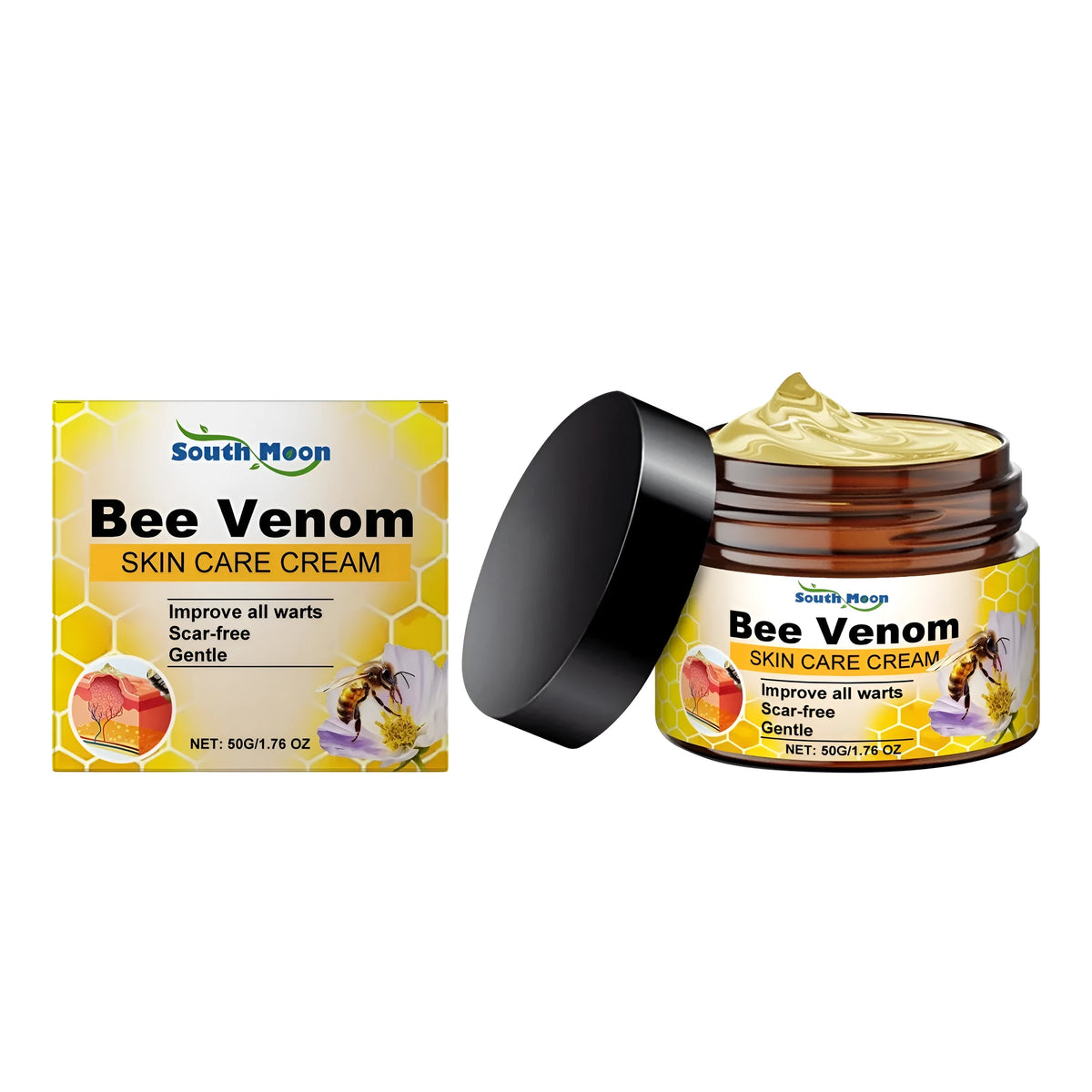 50g Full Effect Skincare Cream jar with active ingredients bee venom, honey and tea tree oil.