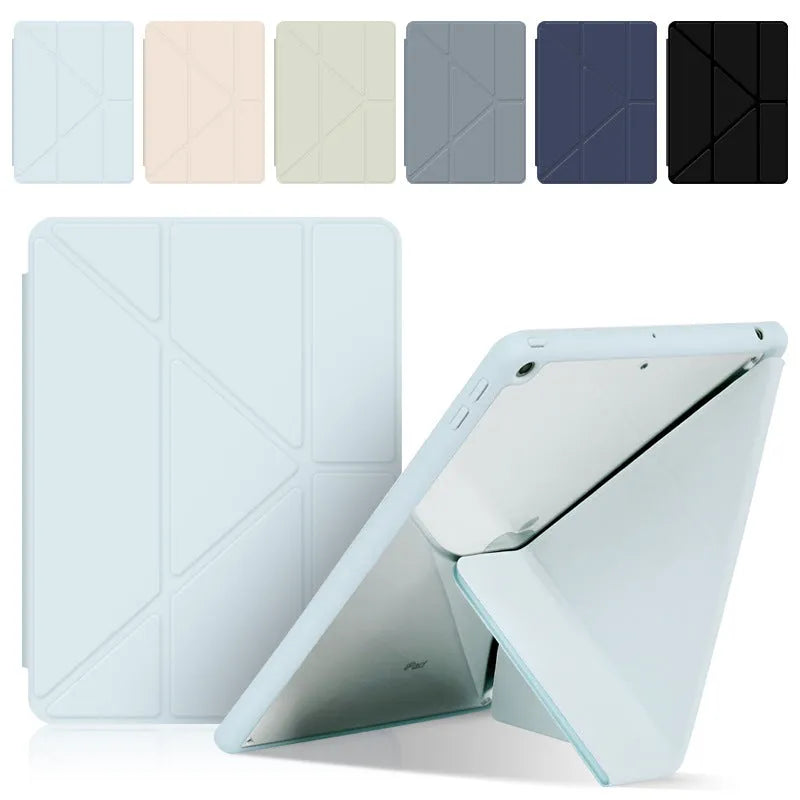 Acrylic Y-folding tablet case with pen slot in multiple colour options for Apple iPad
