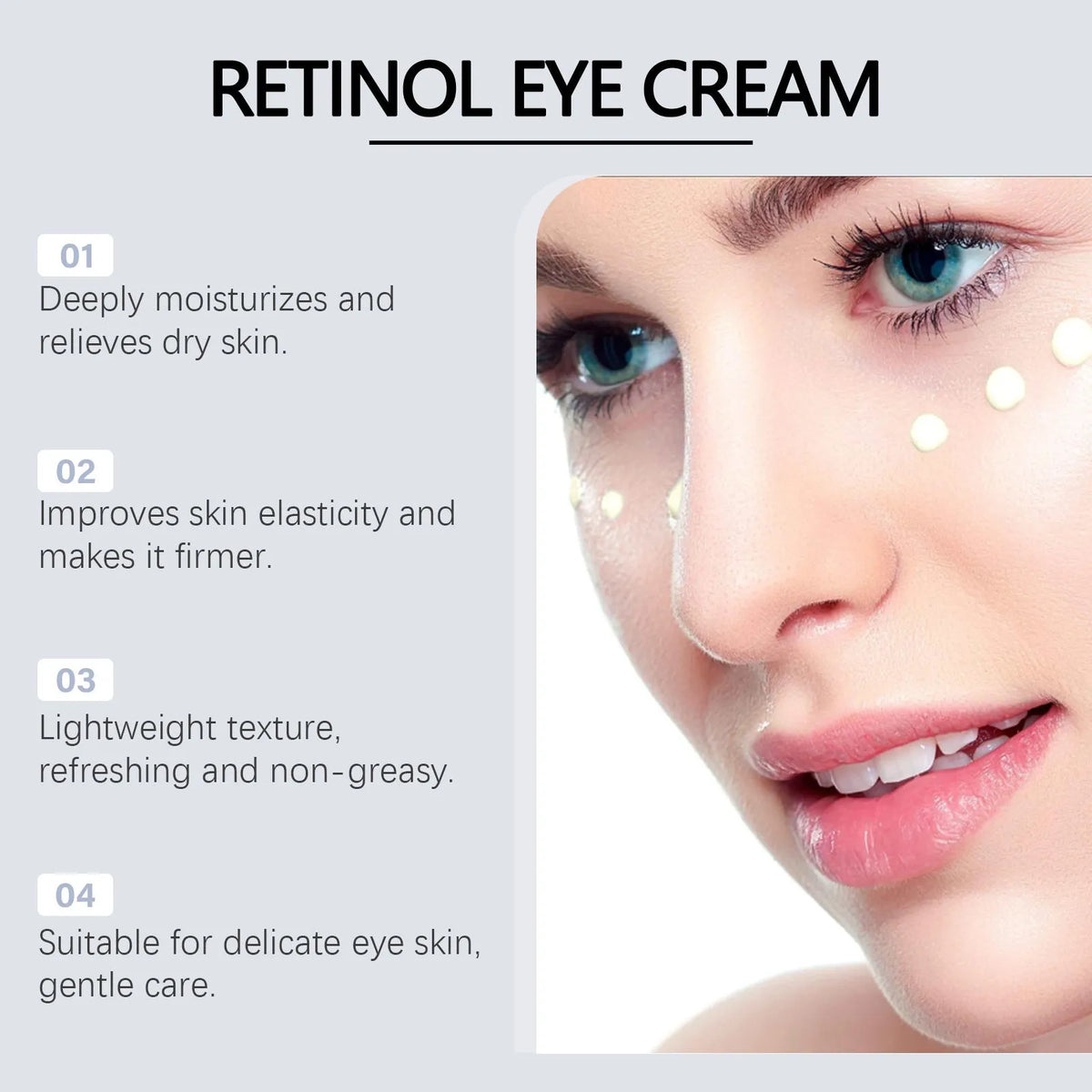 Retinol eye cream 20g tube with moisturising soft formula for dark circles and fine lines
