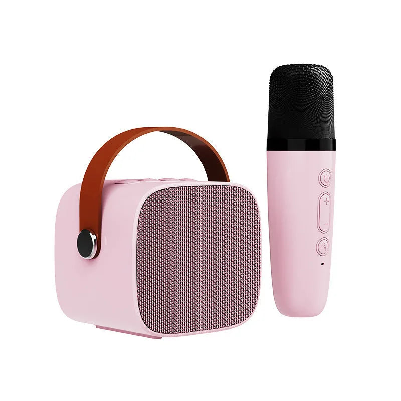 Compact white wireless Bluetooth speaker with USB port shown on a table.