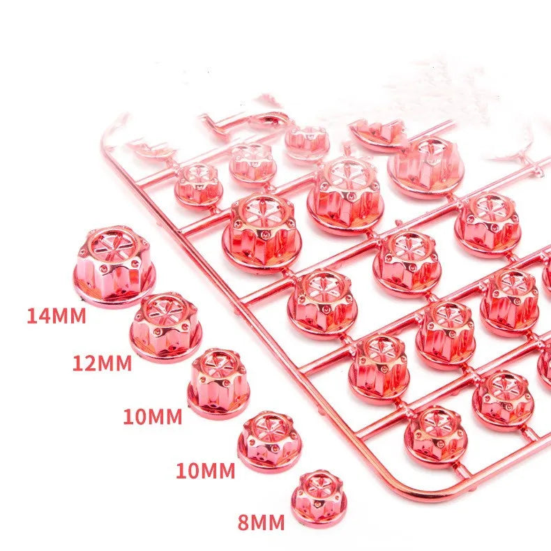 Motorcycle engine screw cover set with 30 ABS plastic caps in eight colours including black, red, gold, blue, silver, green, orange, and purple