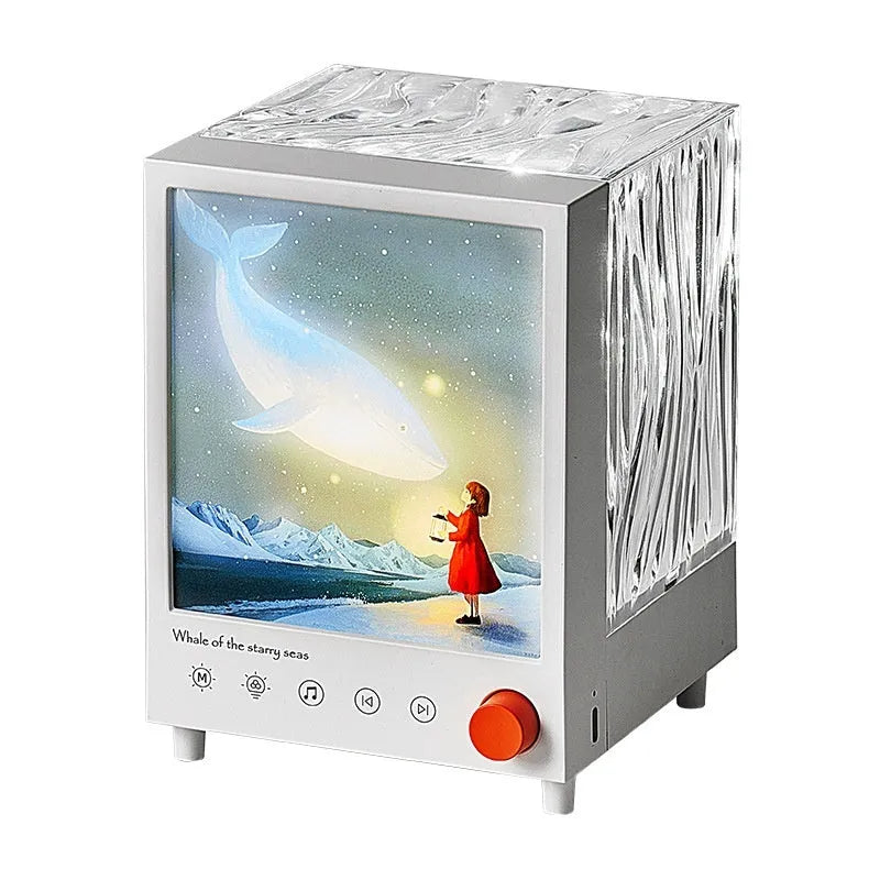 Aurora Treasure Box atmosphere projection lamp showing Star Sea Whale light projection pattern.
