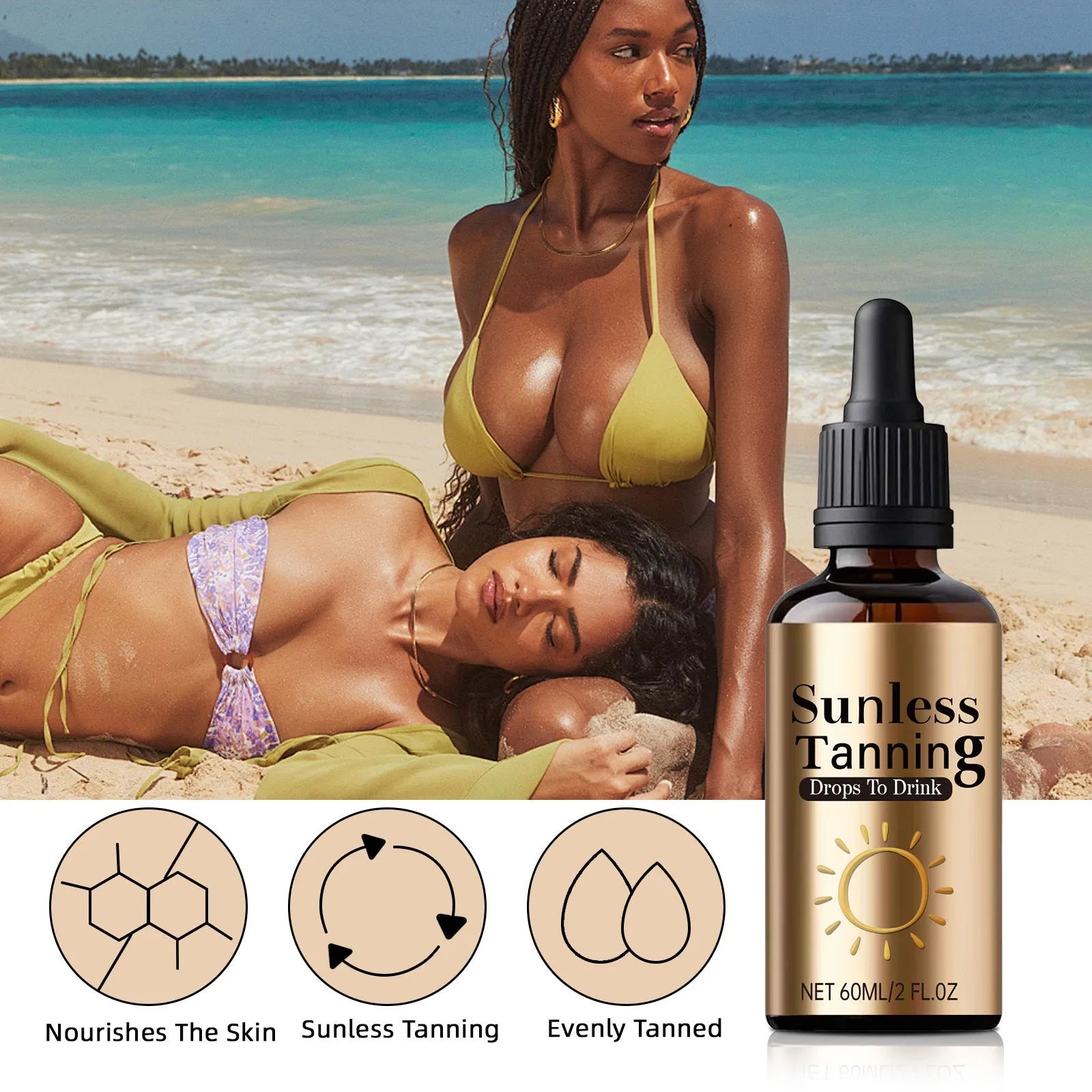Black bottle of 60ml oral drops for unisex outdoor and family use