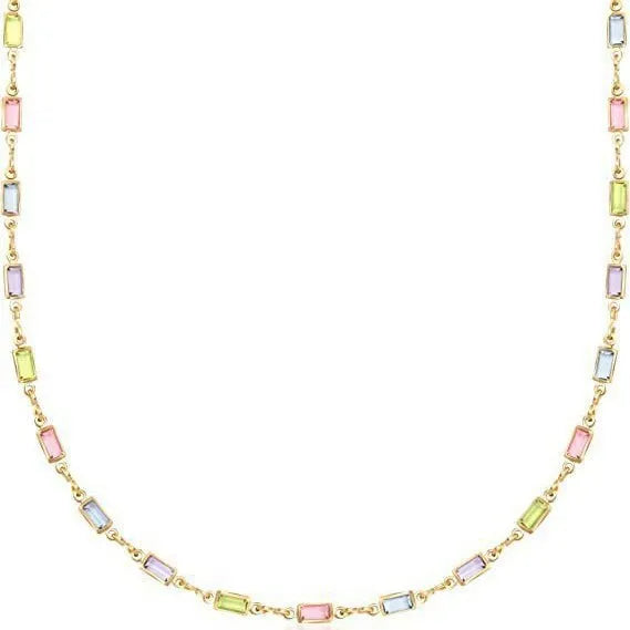 Ladies geometric crystal necklace with adjustable 41-50cm chain and electroplated random colour finish