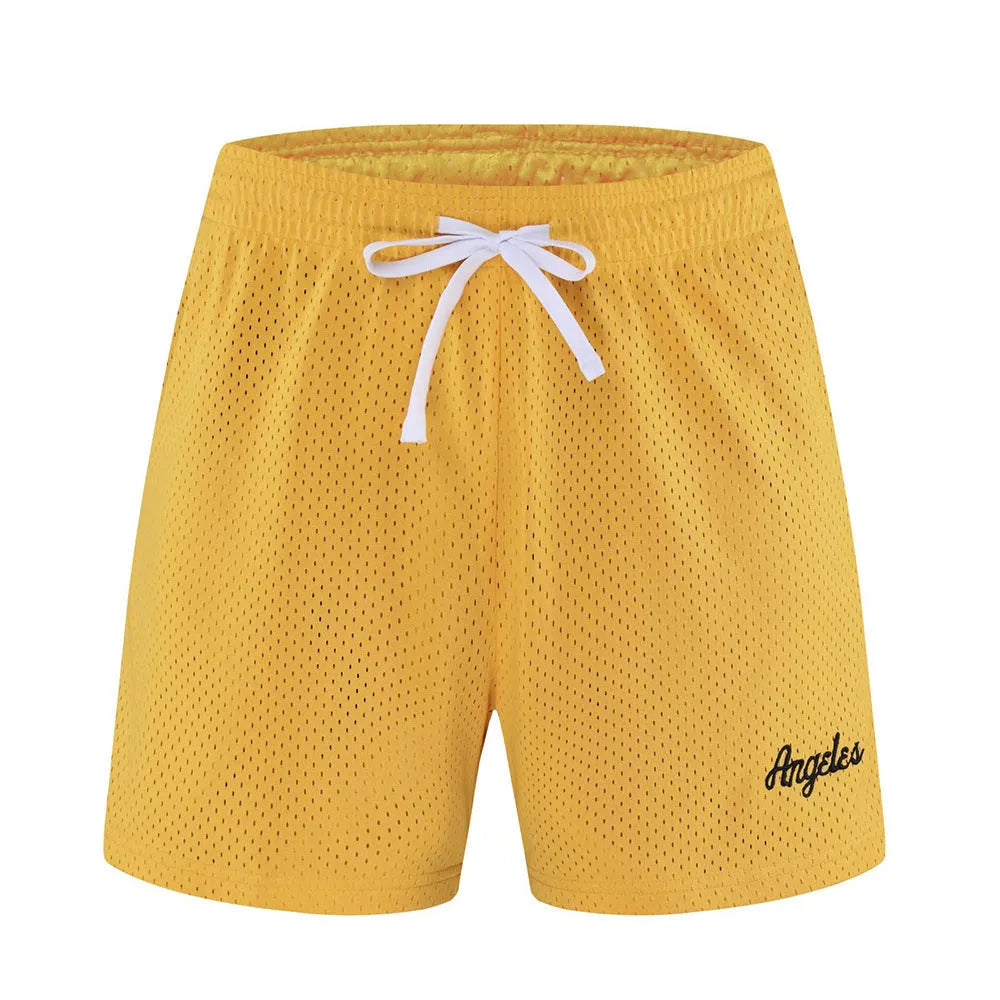 Men's double-layer mesh shorts in various colours for summer sports and leisure activities