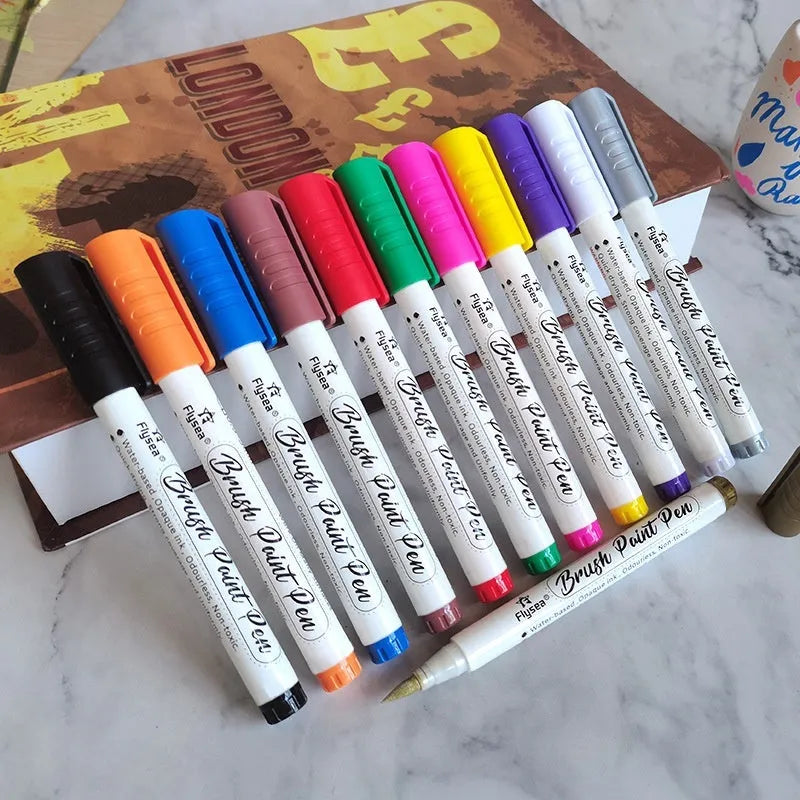 Set of gouache pens with soft flexible tips for hand lettering and artistic applications