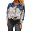 Women's loose fit denim coat with single row multi-buckle design on cotton fabric