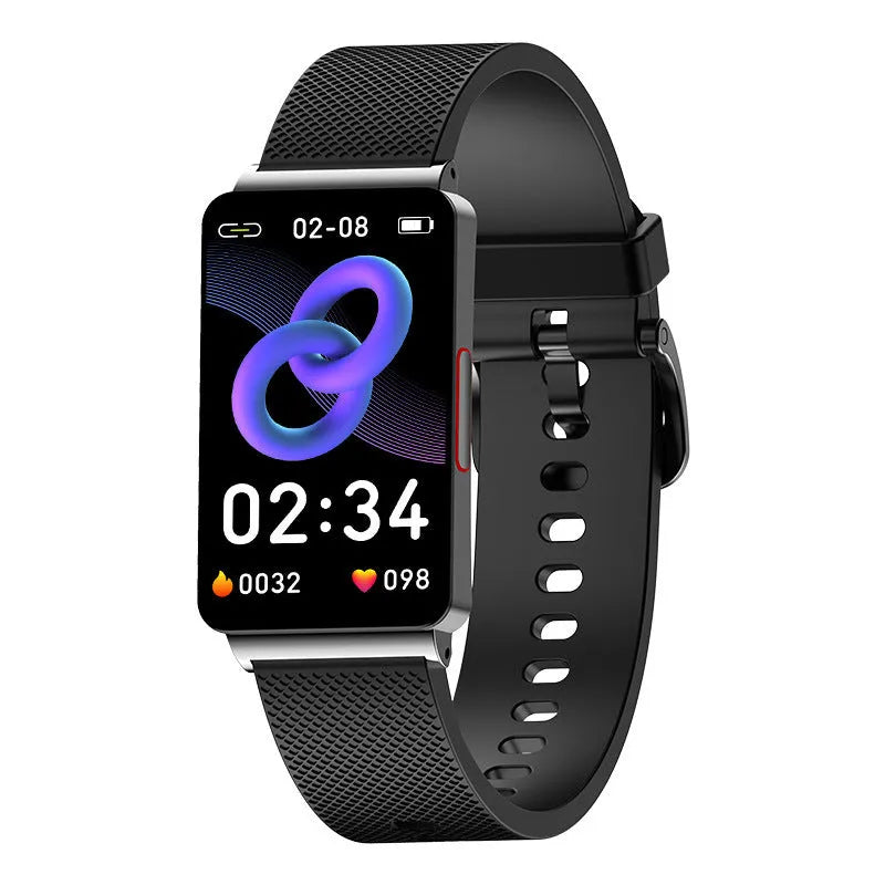 EP08 Smart Bracelet with touchscreen in black, gold, or silver colours on a TPU strap.