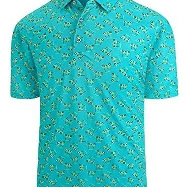 Men's 3D printed short sleeve t-shirt with graphic pattern and zip decoration on a mannequin.