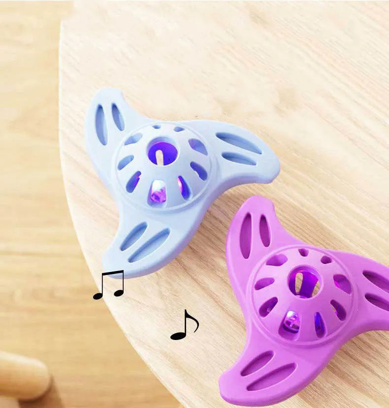 Blue boomerang-shaped dog toy with molar texture for medium and large breed dogs