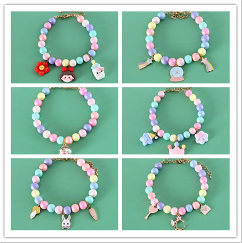 Macaron-coloured pet accessory set with resin headdress, collar, necklace and bracelet for photography