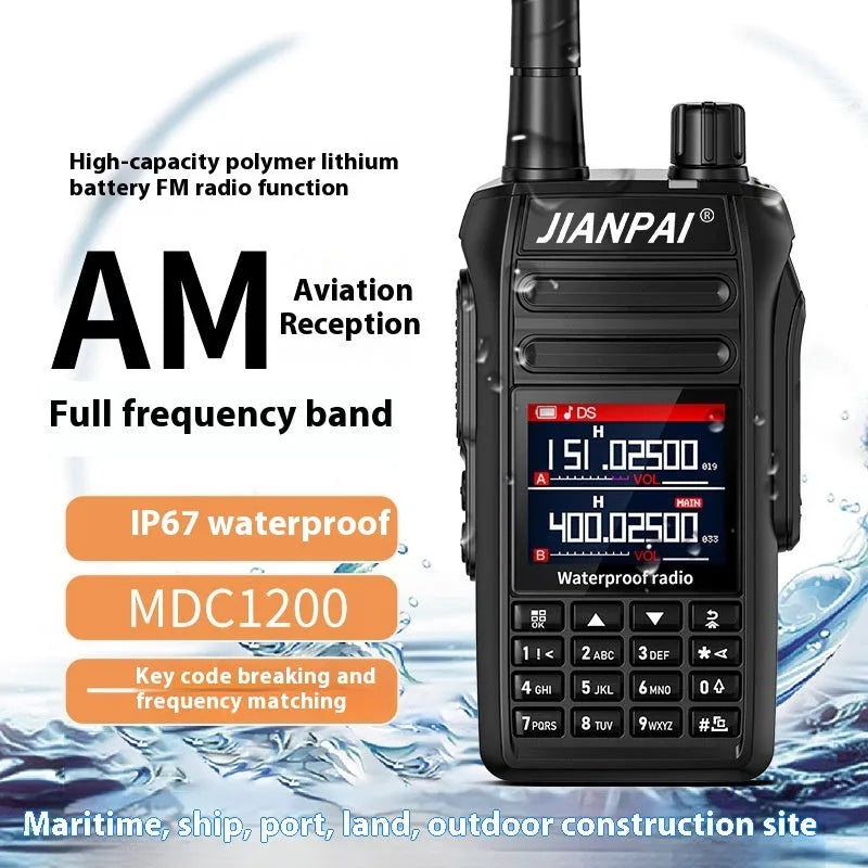 Black interphone aviation full band motorcycle communication headset with waterproof dustproof properties