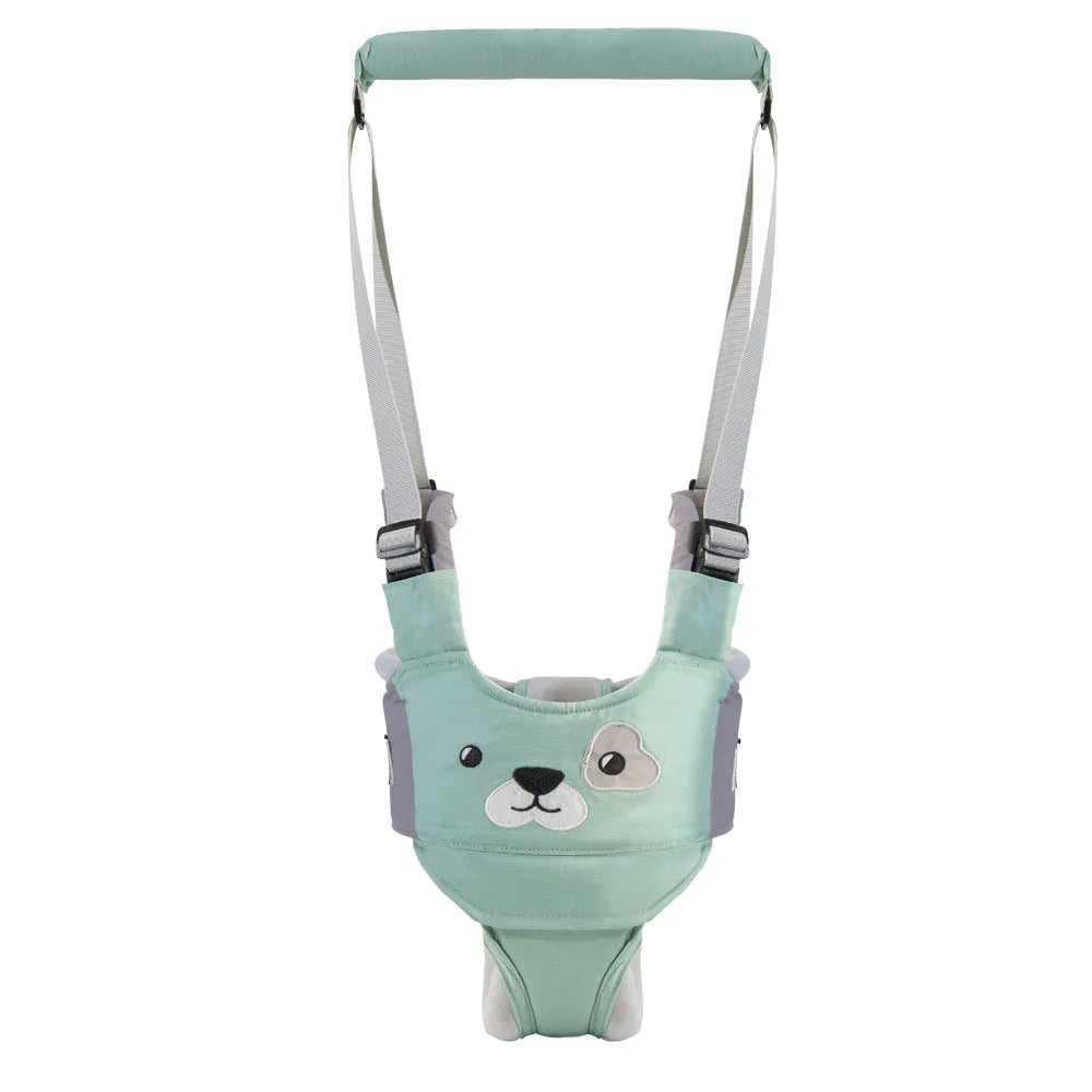 Cotton baby walking harness belt showing vest-style design in blue colour for toddler walking assistance