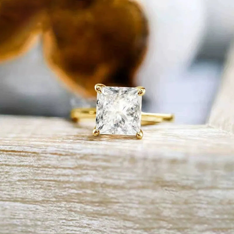 Simple geometric 925 sterling silver women's ring in a choice of gold, rose gold, or silver finish.