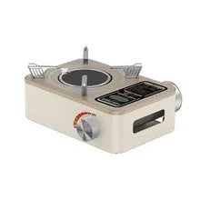 White portable infrared gas stove with windproof design for outdoor cooking
