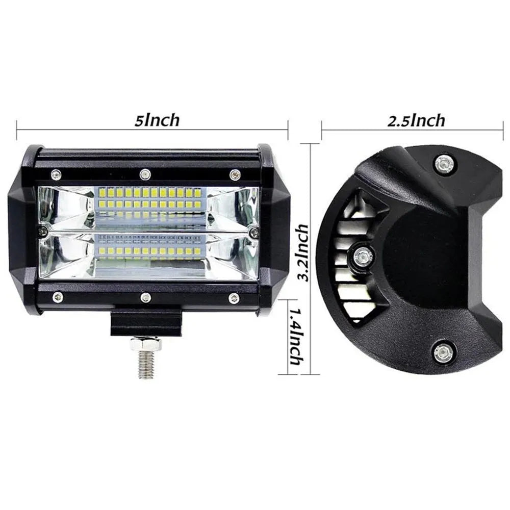 Black 5-inch LED off-road work light with 24 LEDs and a polycarbonate lens.