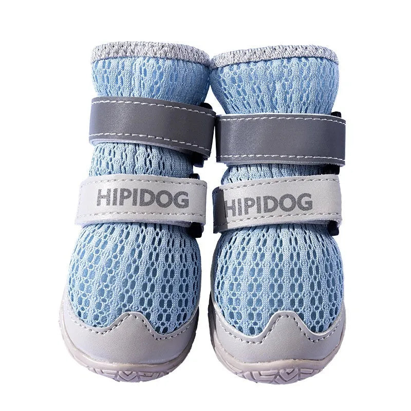 Summer dog shoes in Bondi Blue and Dean Green colours with cartoon design for paw protection