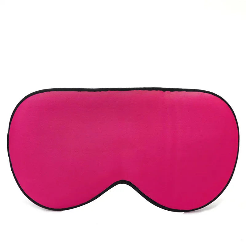Double-sided mulberry silk sleep mask in multiple colours showing embroidered print and adjustable strap.