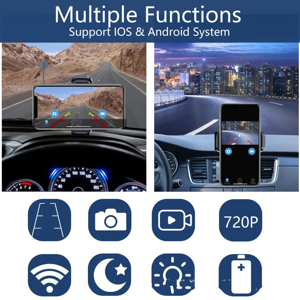 Solar wireless charging reversing camera with magnet suction mount for vehicle monitoring