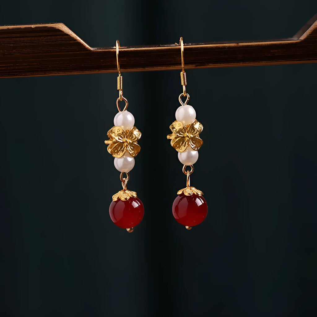 Vintage geometric alloy earrings with electroplated finish for Han cheongsam retro fashion