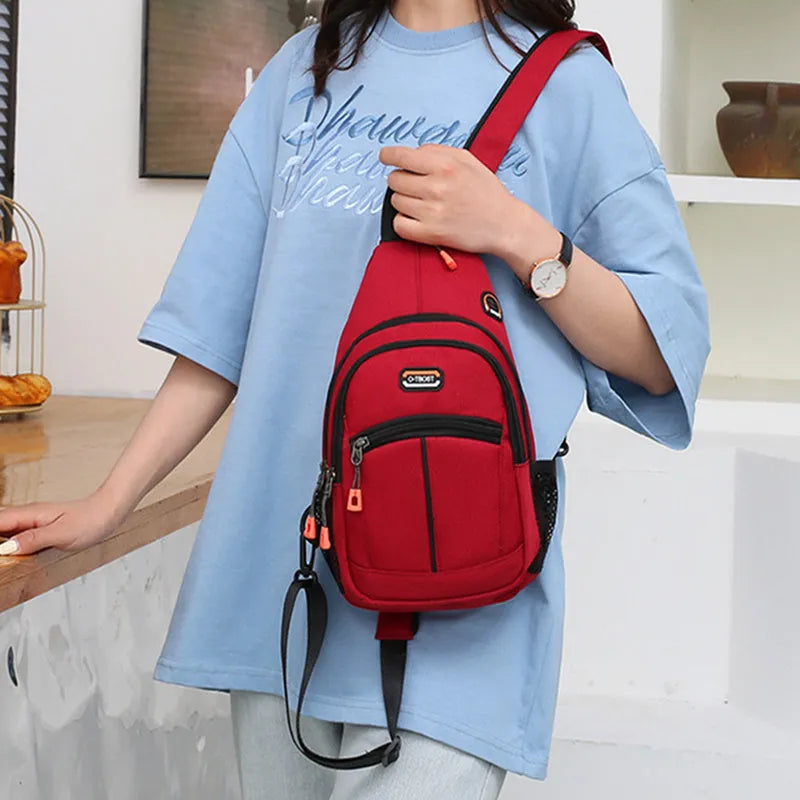 Women's multifunctional sports backpack shoulder bag in Oxford cloth with USB design, medium vertical square shape, 11-inch compartment.