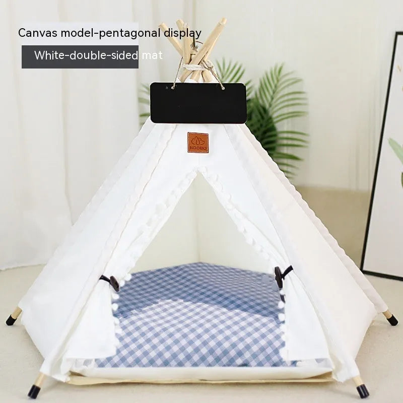 Foldable cloth pet tent cat house with removable washable cover, semi-enclosed cat nest in sizes S M L