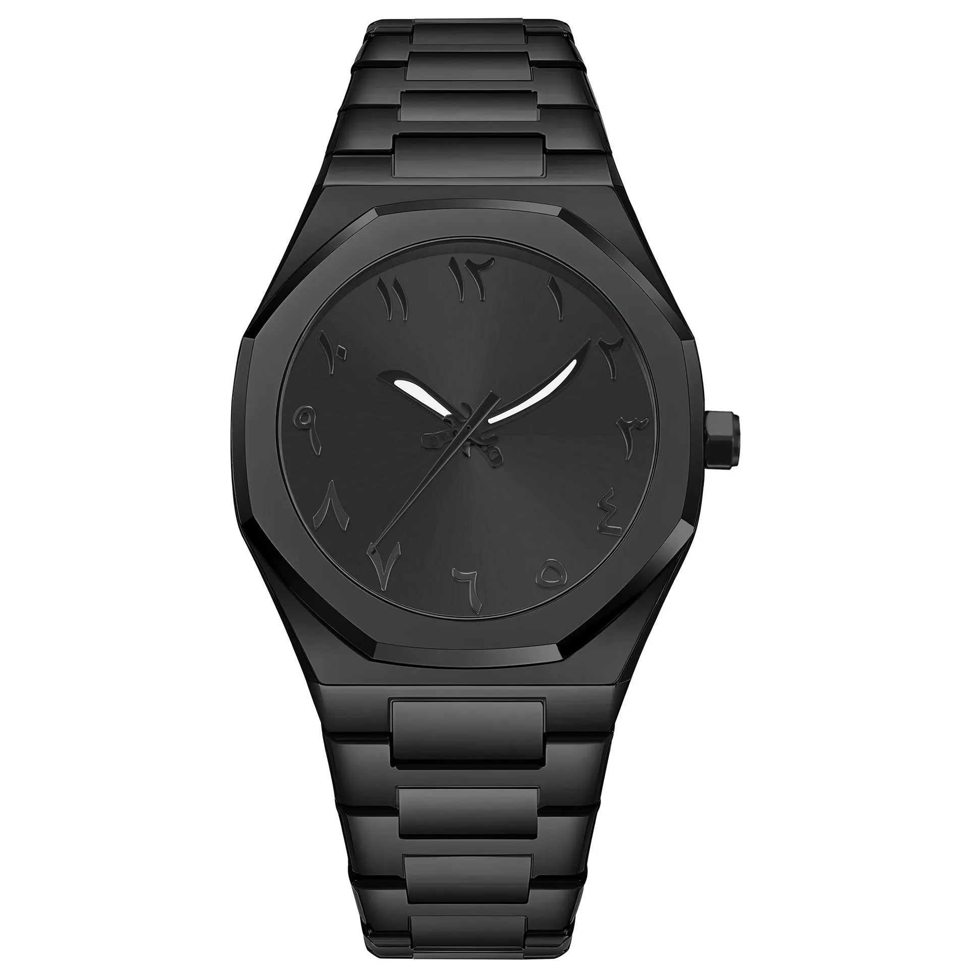 Business casual men's steel belt quartz watch with slim 10mm case on wrist