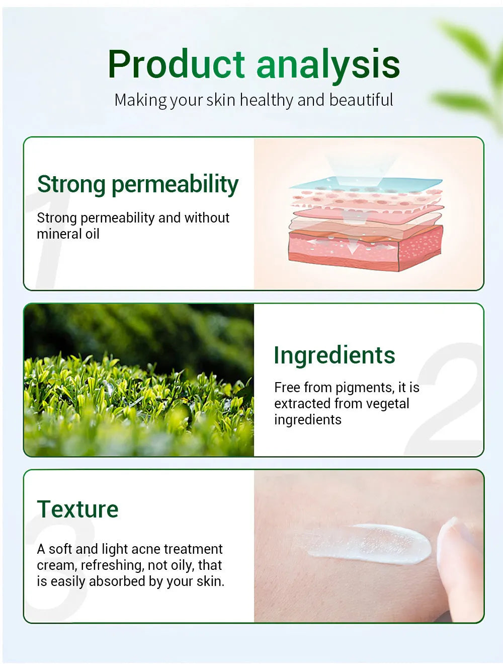 BREYLEE Tea Tree Acne Cream in a white jar with green lid for acne scar reduction