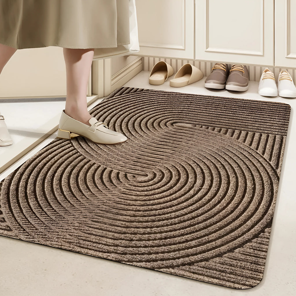 Wire ring border entrance floor mat with cartoon anime pattern in alien shape design measuring 60x90cm