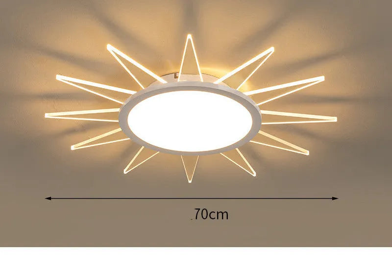 Modern round aluminium LED ceiling lamp with remote control for dimmable lighting