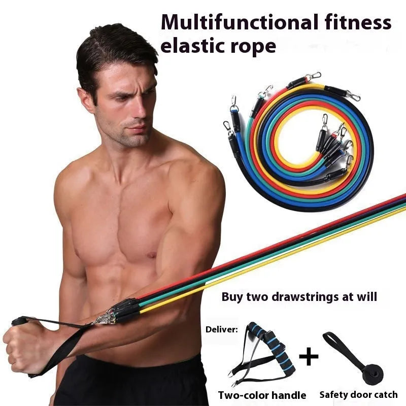 Multi-functional door sports 11-piece set with pulling rope and ABS construction