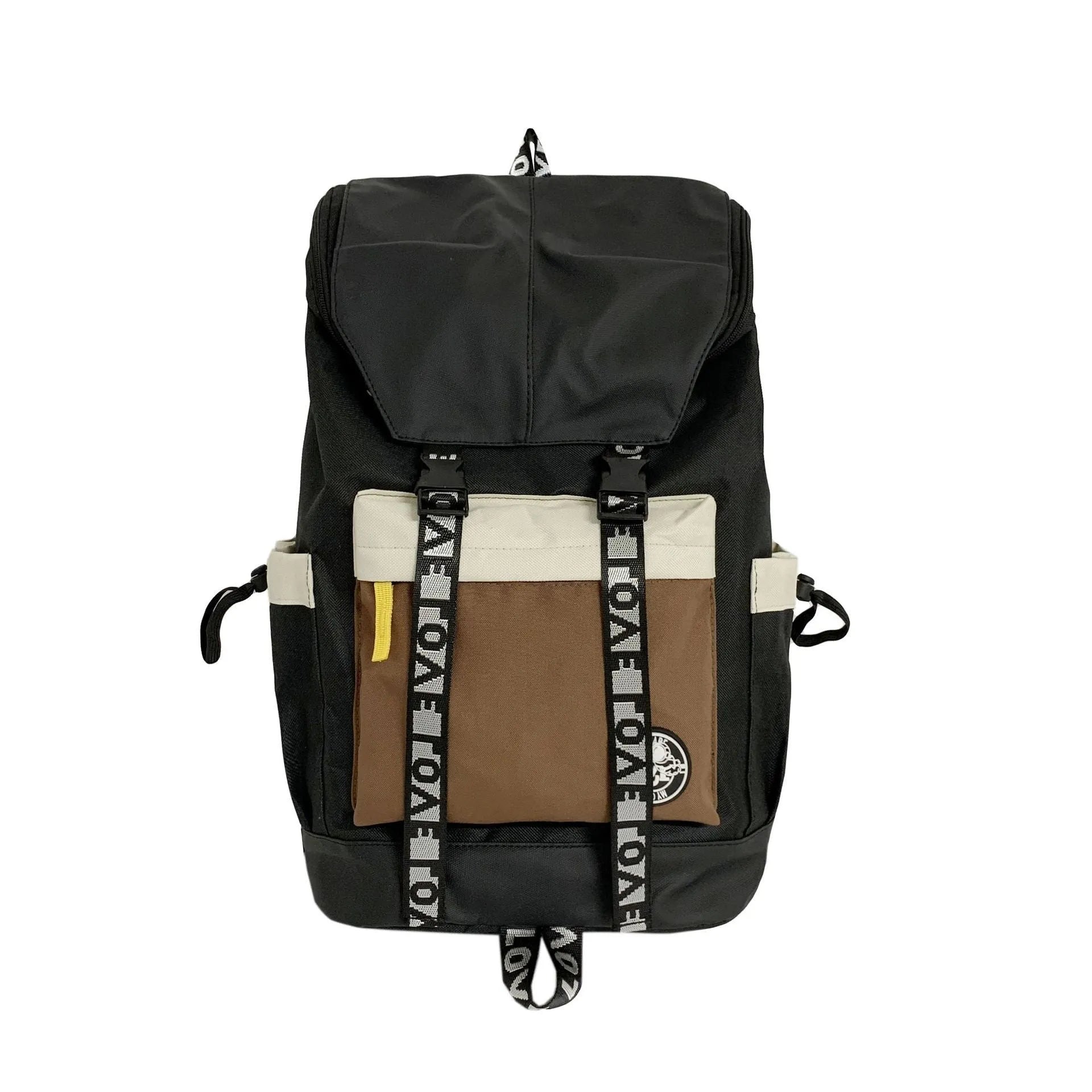 Oxford cloth backpack for junior high students in black, green or red with three carrying options.