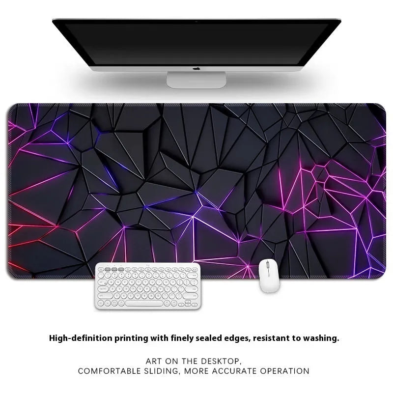 Thickened overlock computer keyboard table mat with non-slip rubber base on a desk.