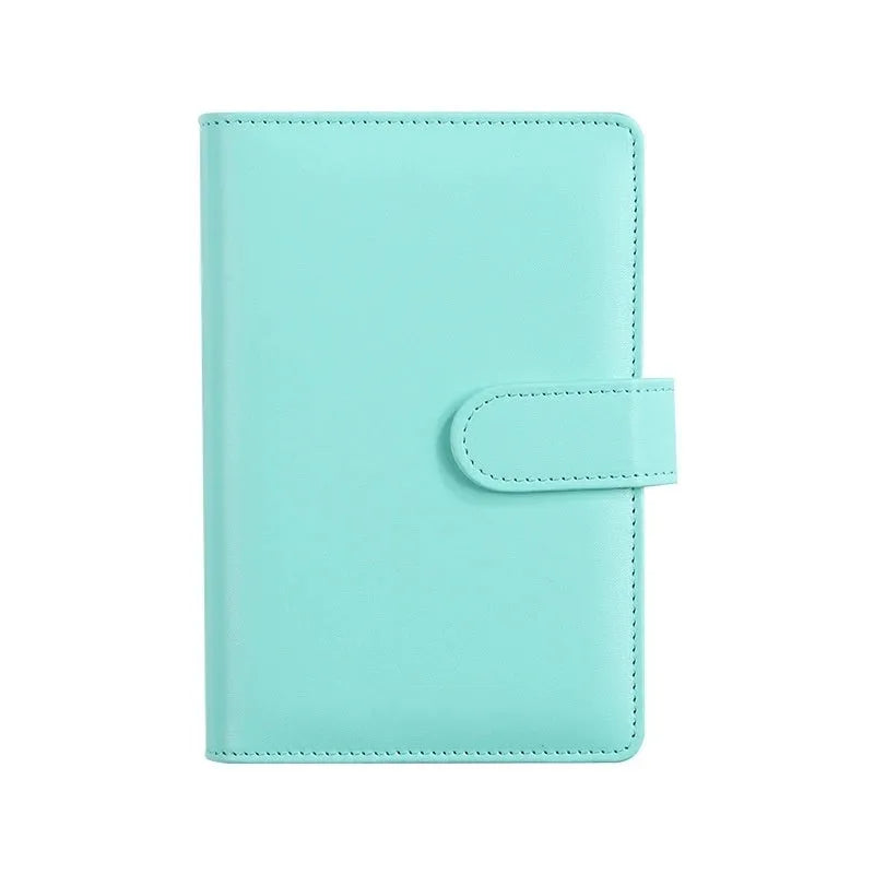 A5 PU leather zipper notebook shell in solid colour, shown open and closed.