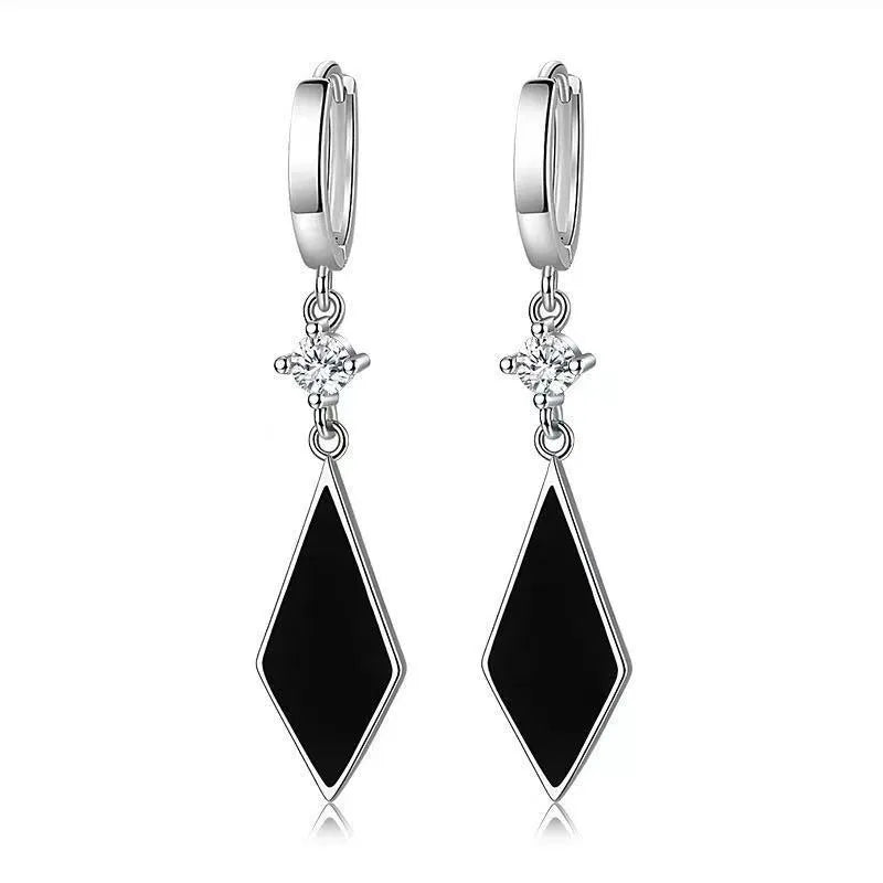 Silver electroplated vintage diamond geometric earrings with clip-on fittings for women