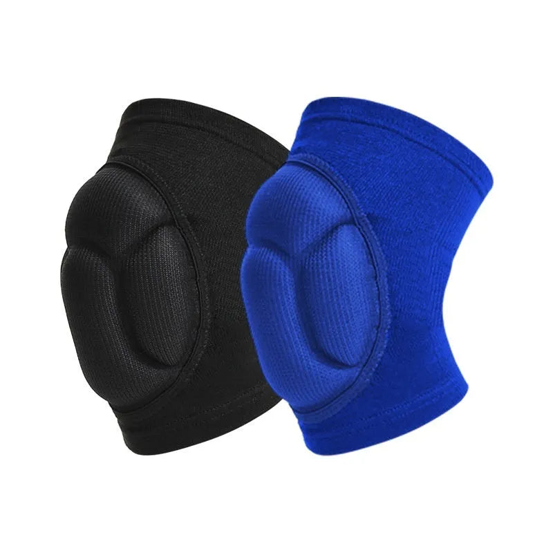 Black and blue thick sponge dance kneepad pair for volleyball hiking and sports protection