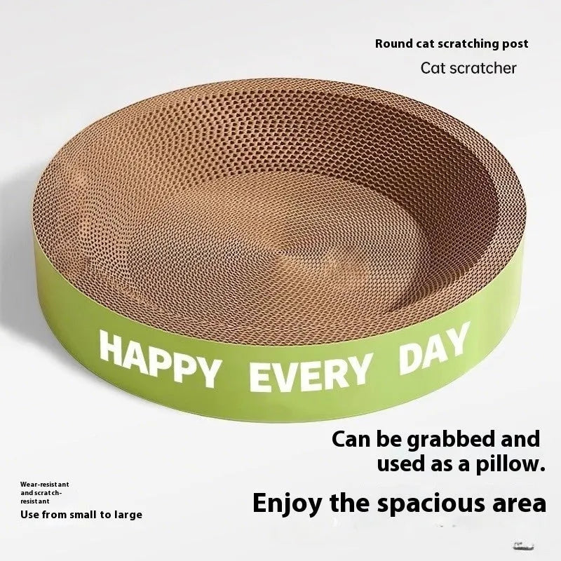 Green round cat scratching board nest with sisal surface, 50cm diameter cat bed