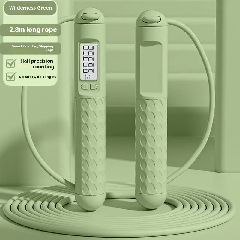 Black ABS counting jump rope with bearings for fitness and fat reduction exercises
