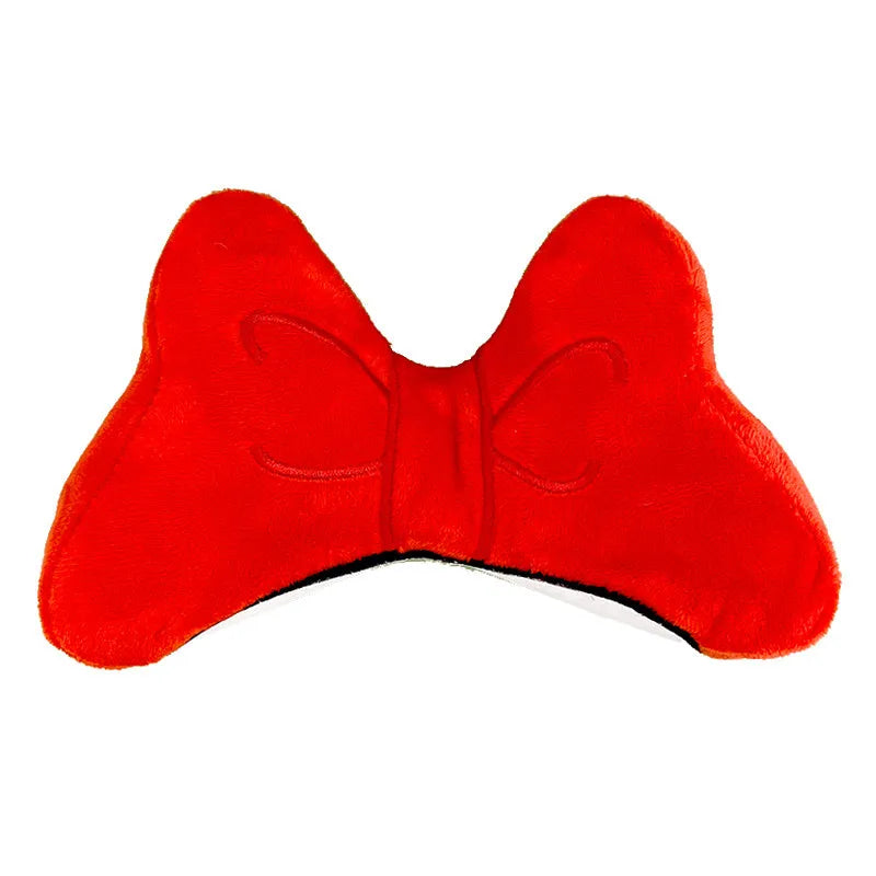 Soft plush bow decoration for motorcycle or ski helmet in red or pink colours