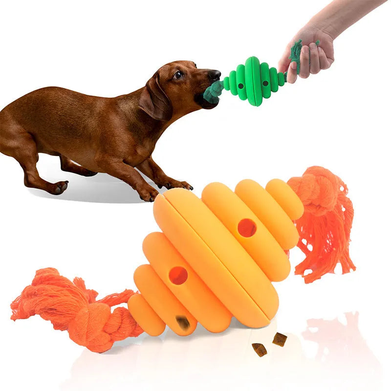 Green and yellow dog ball with knotted rope, a durable interactive toy and food dispenser for large dogs.