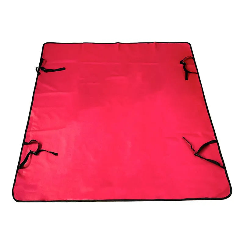 Dog car seat protection mat covering rear vehicle seat with water and dirt resistant cloth material
