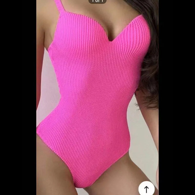 Women's one-piece swimsuit with sunkissed stripe pattern in sleeveless design showing colour options