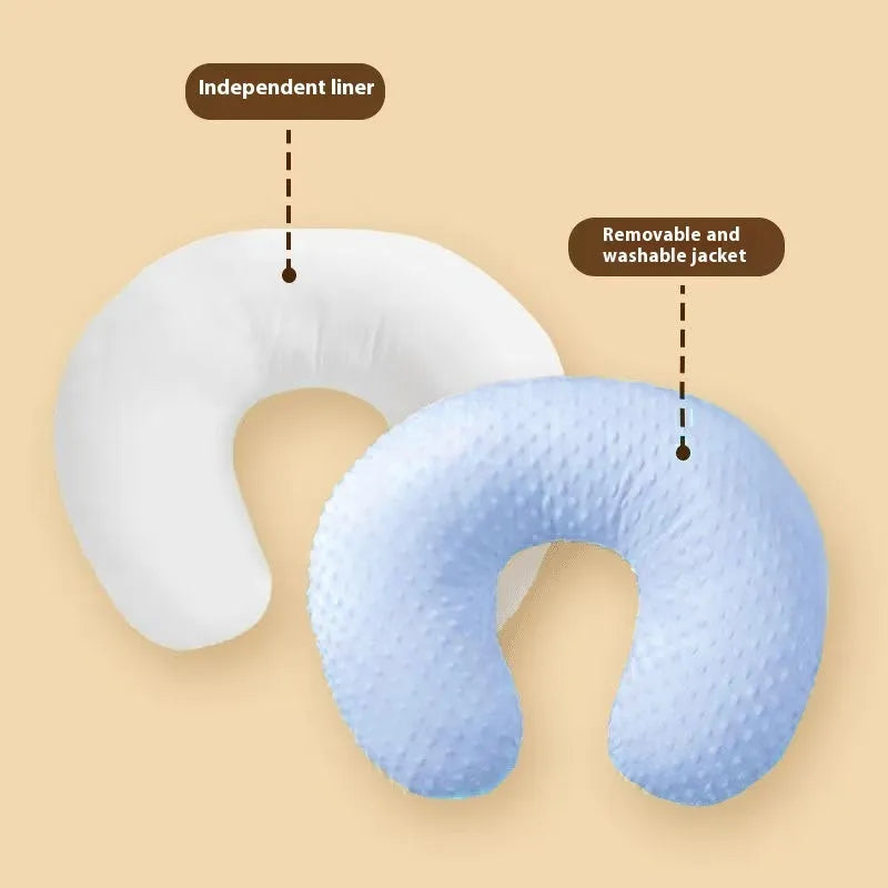 Multifunctional nursing pillow in pink, yellow, grey, or light blue colours for feeding support.