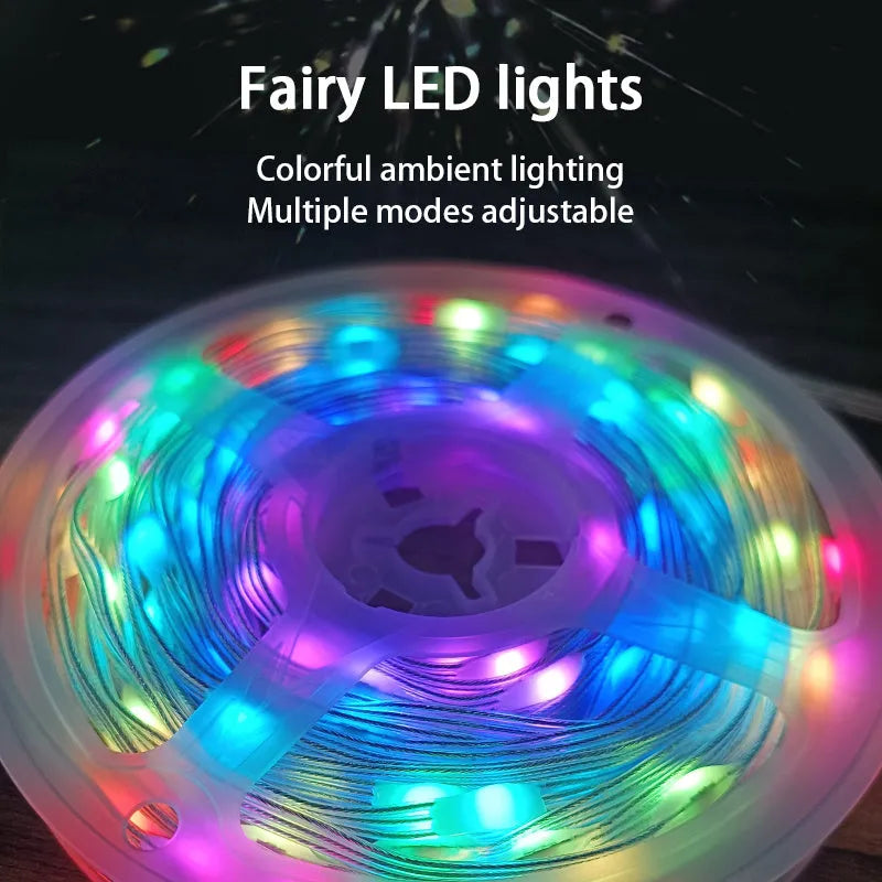 10-metre long multi-colour LED party light string with 100 lights for festival decoration.