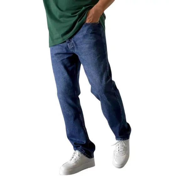 Men's slightly flared cotton cowboy trousers in dark blue, light blue, or light grey, sizes S to XL